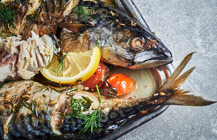 Cavala no Forno com Legumes